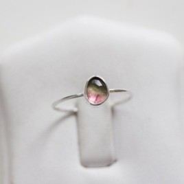 Bi-color Tourmaline ring - skinny stackable ring