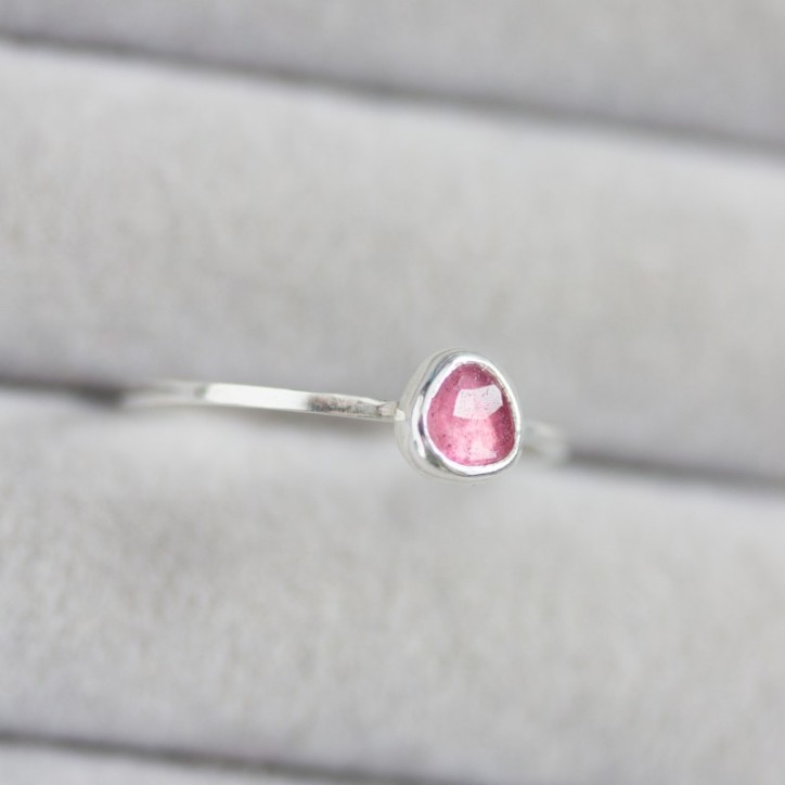 Pink Tourmaline ring - stackable ring with pink rose cut Tourmaline Pink Tourmaline ring - stackable ring with pink rose cut Tourmaline
