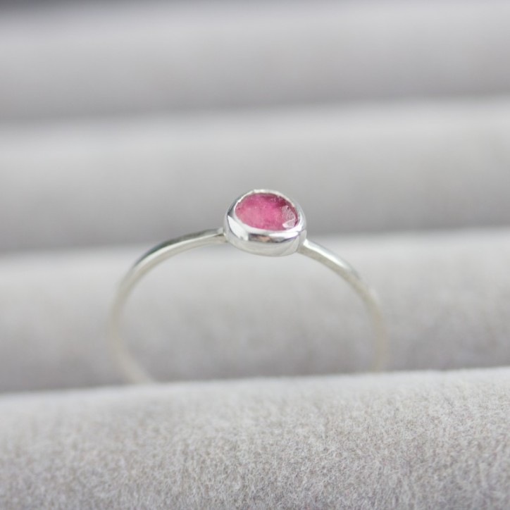 Pink Tourmaline ring - stackable ring with pink rose cut Tourmaline Pink Tourmaline ring - stackable ring with pink rose cut Tourmaline