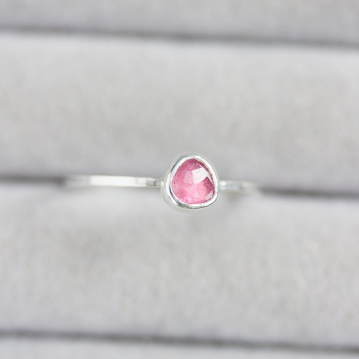 Pink Tourmaline ring - stackable ring with pink rose cut Tourmaline Pink Tourmaline ring - stackable ring with pink rose cut Tourmaline