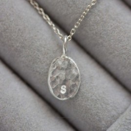 Initial necklace, unique personalized pendant, recycled sterling silver