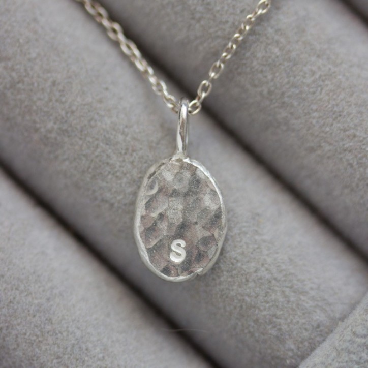 Initial necklace, unique personalized pendant, recycled sterling silver Initial necklace, unique personalized pendant, recycled sterling silver