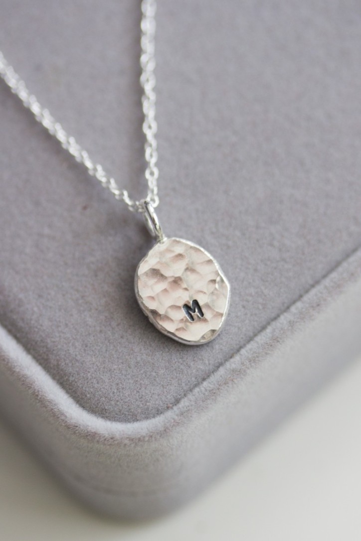 Initial necklace, unique personalized pendant, recycled sterling silver Initial necklace, unique personalized pendant, recycled sterling silver
