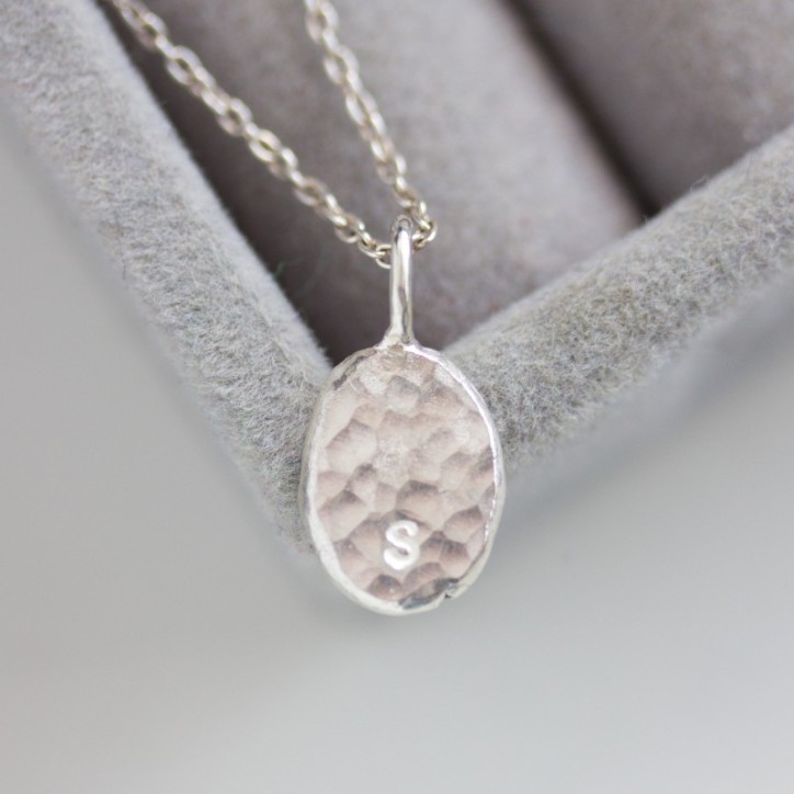 Initial necklace, unique personalized pendant, recycled sterling silver Initial necklace, unique personalized pendant, recycled sterling silver