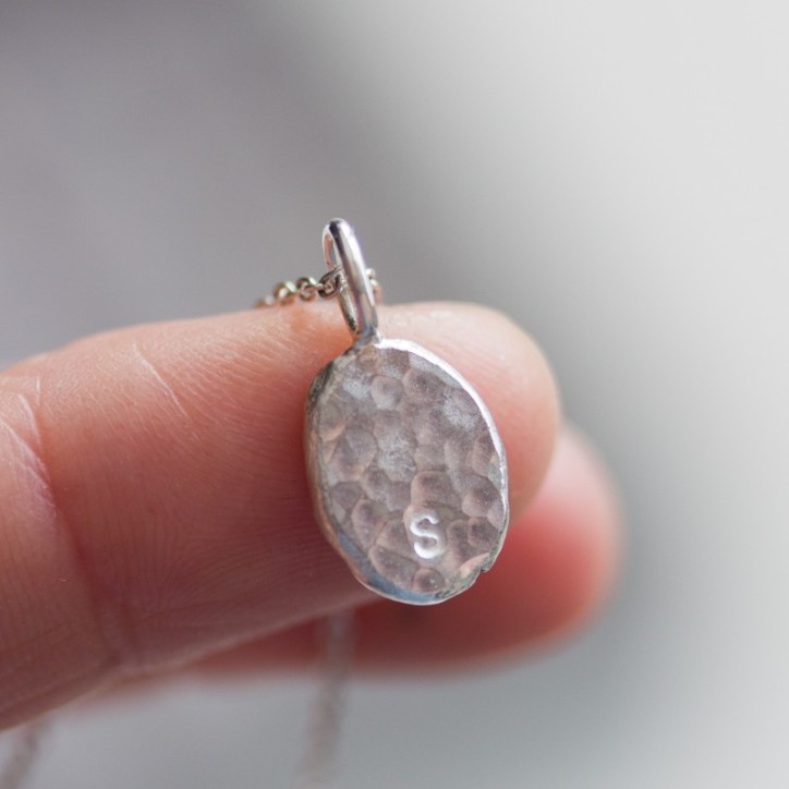 Initial necklace, unique personalized pendant, recycled sterling silver Initial necklace, unique personalized pendant, recycled sterling silver