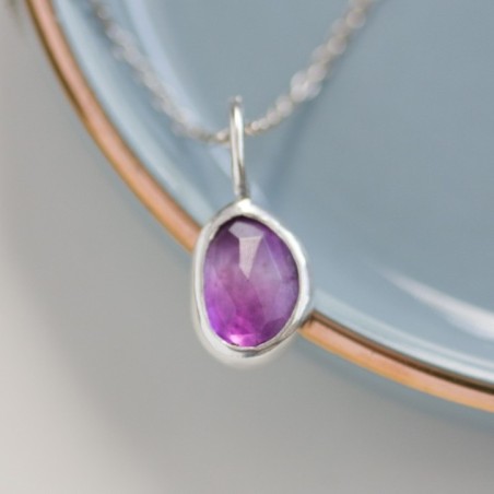 Amethyst necklace - delicate necklace with free-form amethyst stone