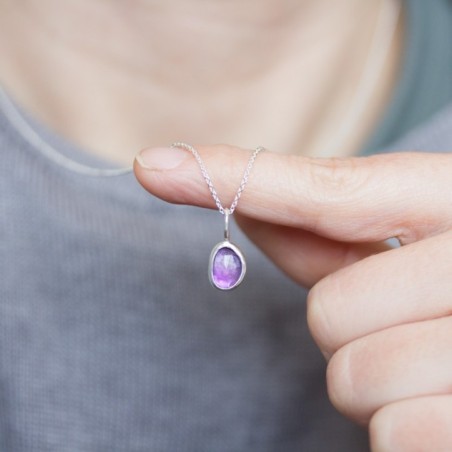 Amethyst necklace - delicate necklace with free-form amethyst stone