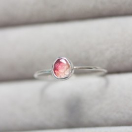 Bi-color Tourmaline ring - skinny stackable ring