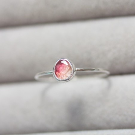 Bi-color Tourmaline ring - skinny stackable ring