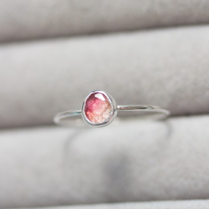 Bi-color Tourmaline ring - skinny stackable ring Bi-color Tourmaline ring - skinny stackable ring