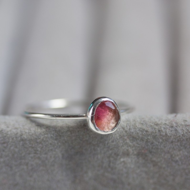 Bi-color Tourmaline ring - skinny stackable ring Bi-color Tourmaline ring - skinny stackable ring