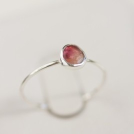 Bi-color Tourmaline ring - skinny stackable ring