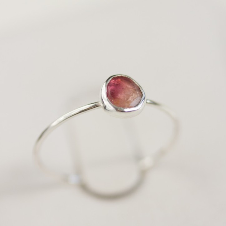 Bi-color Tourmaline ring - skinny stackable ring Bi-color Tourmaline ring - skinny stackable ring