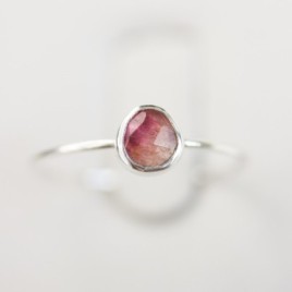 Bi-color Tourmaline ring - skinny stackable ring