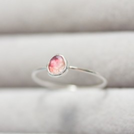 Bi-color Tourmaline ring - skinny stackable ring