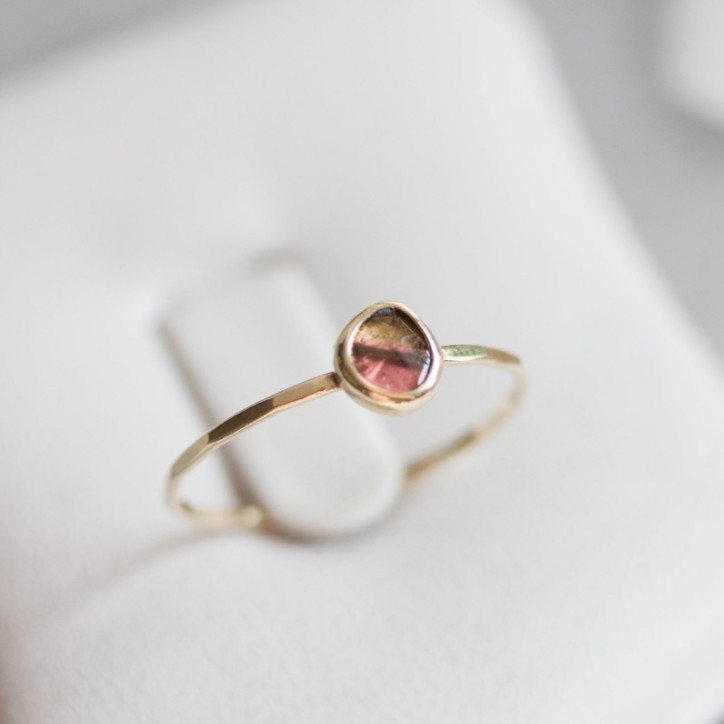 Bi-color Tourmaline ring - skinny stackable ring Bi-color Tourmaline ring - skinny stackable ring