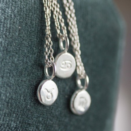 Zodiac necklace, dainty pendant, sterling silver