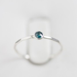 Blue Diamond - stackable ring with 3mm rose cut diamond