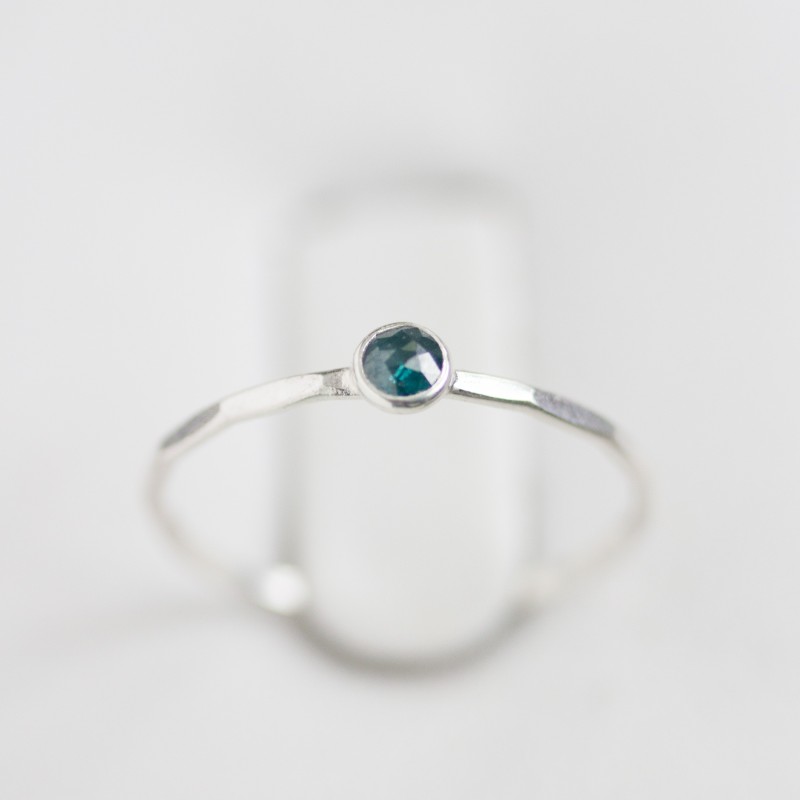 Blue Diamond - stackable ring with 3mm rose cut diamond
