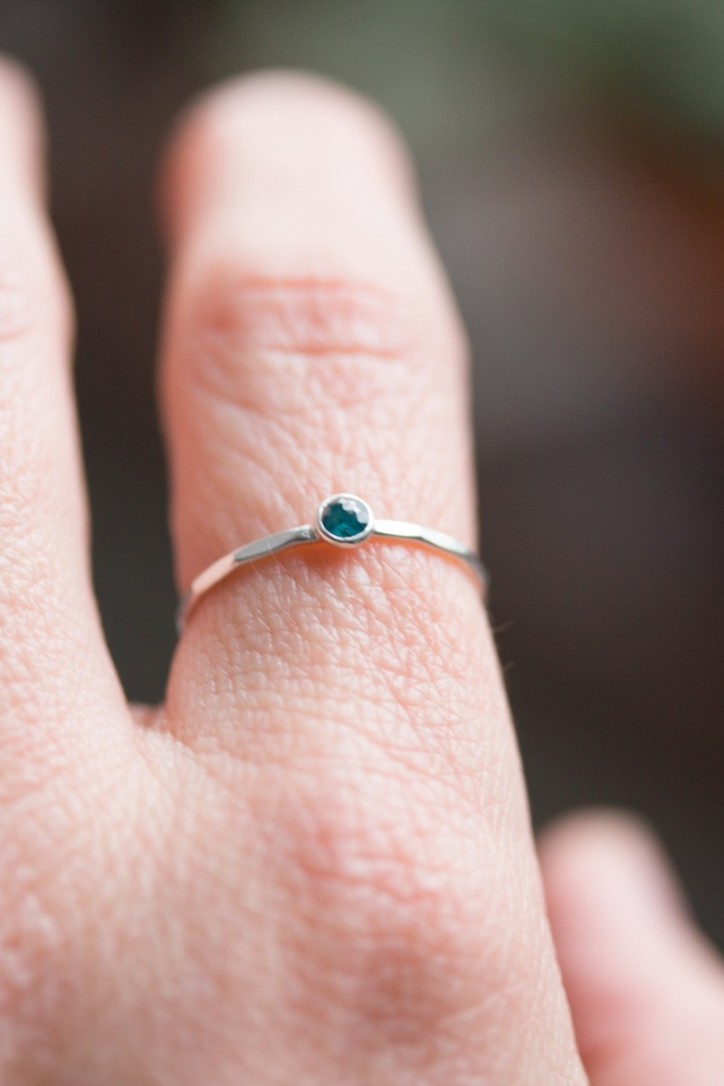 Blue Diamond - stackable ring with 3mm rose cut diamond Blue Diamond - stackable ring with 3mm rose cut diamond