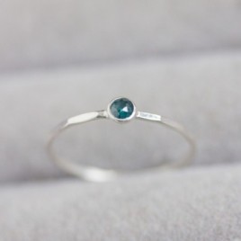 Blue Diamond - stackable ring with 3mm rose cut diamond