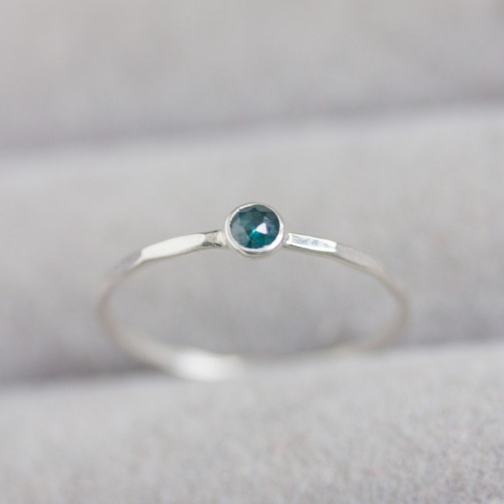 Blue Diamond - stackable ring with 3mm rose cut diamond Blue Diamond - stackable ring with 3mm rose cut diamond
