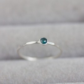 Blue Diamond - stackable ring with 3mm rose cut diamond