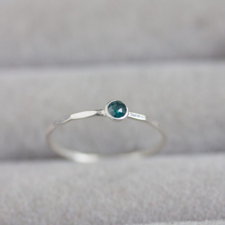 Blue Diamond - stackable ring with 3mm rose cut diamond Blue Diamond - stackable ring with 3mm rose cut diamond