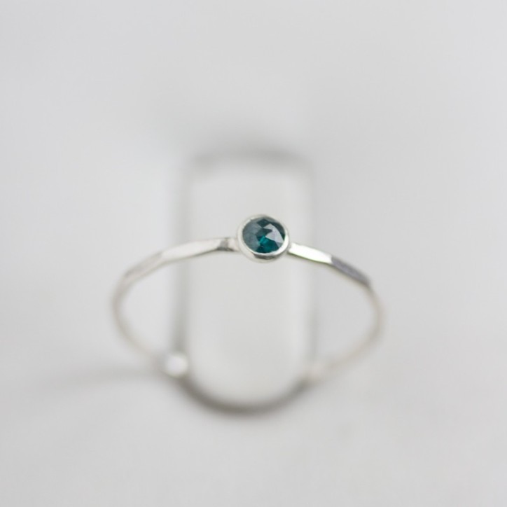 Blue Diamond - stackable ring with 3mm rose cut diamond Blue Diamond - stackable ring with 3mm rose cut diamond