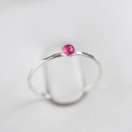Pink sapphire ring - skinny stackable