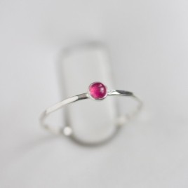 Pink sapphire ring - skinny stackable