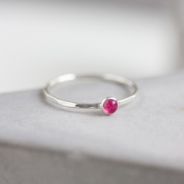 Pink sapphire ring - skinny stackable