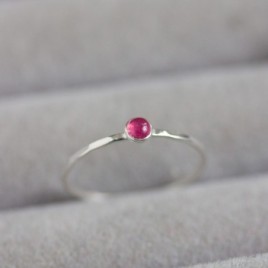 Pink sapphire ring - skinny stackable