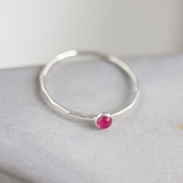 Pink sapphire ring - skinny stackable