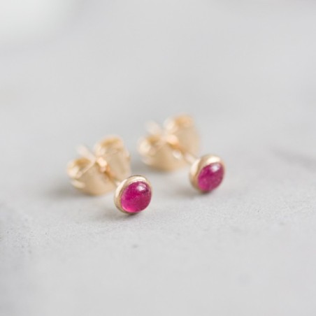 Pink sapphire stud earrings, sterling silver or gold