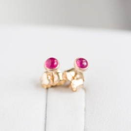Pink sapphire stud earrings, sterling silver or gold