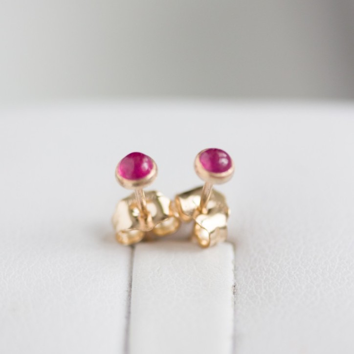 Pink sapphire stud earrings, sterling silver or gold