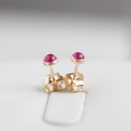 Pink sapphire stud earrings, sterling silver or gold