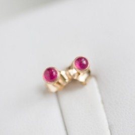 Pink sapphire stud earrings, sterling silver or gold