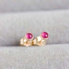 Pink sapphire stud earrings, sterling silver or gold