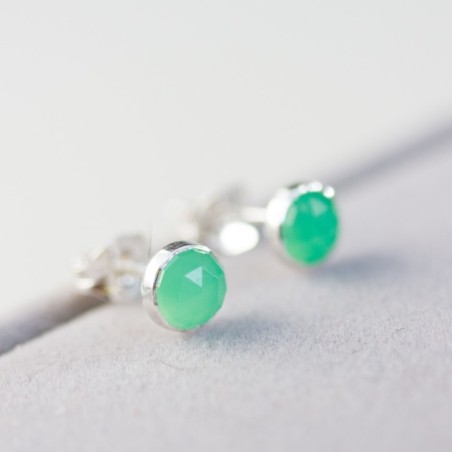 Chrysoprase stud earrings, sterling silver or gold