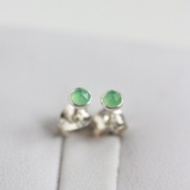Chrysoprase stud earrings, sterling silver or gold