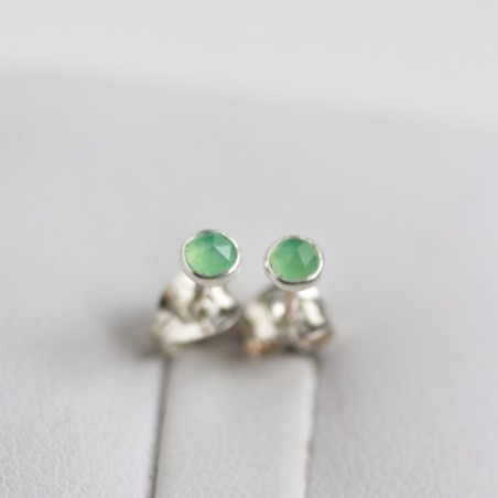 Chrysoprase stud earrings, sterling silver or gold