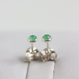 Chrysoprase stud earrings, sterling silver or gold