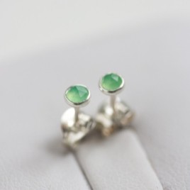 Chrysoprase stud earrings, sterling silver or gold