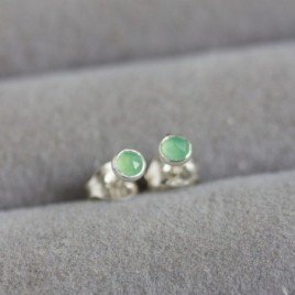 Chrysoprase stud earrings, sterling silver or gold