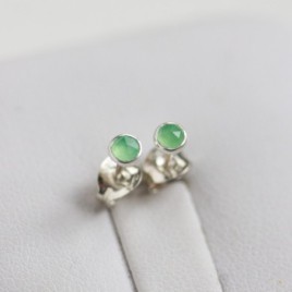 Chrysoprase stud earrings, sterling silver or gold
