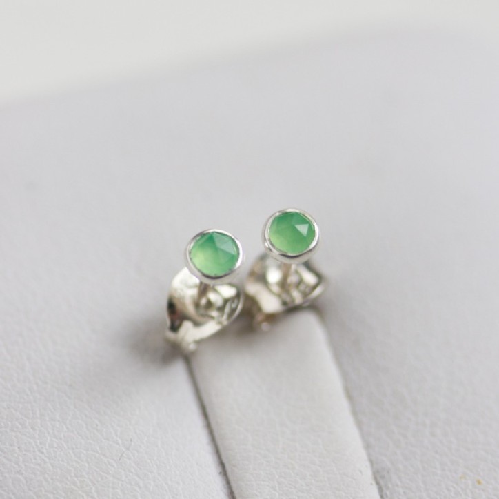 Chrysoprase stud earrings, sterling silver or gold