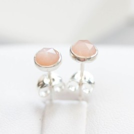 Peach moonstone stud earrings