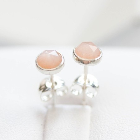 Peach moonstone stud earrings